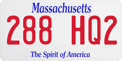 MA license plate 288HQ2