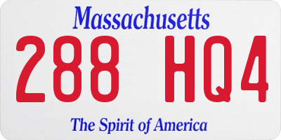 MA license plate 288HQ4