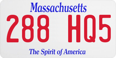 MA license plate 288HQ5