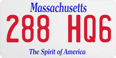 MA license plate 288HQ6