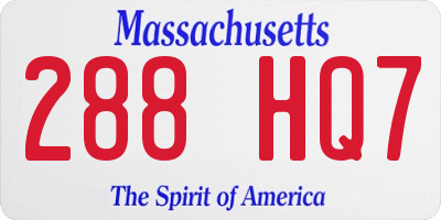 MA license plate 288HQ7