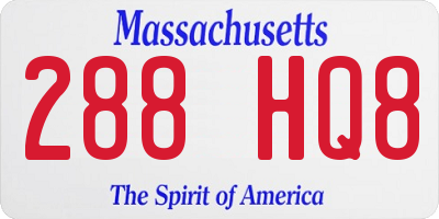 MA license plate 288HQ8