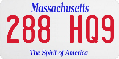 MA license plate 288HQ9