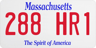 MA license plate 288HR1