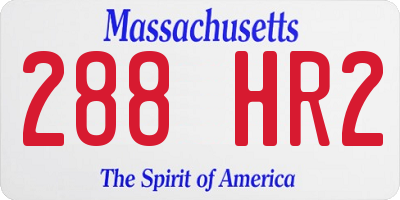 MA license plate 288HR2