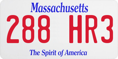 MA license plate 288HR3