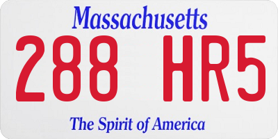 MA license plate 288HR5