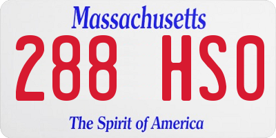 MA license plate 288HS0