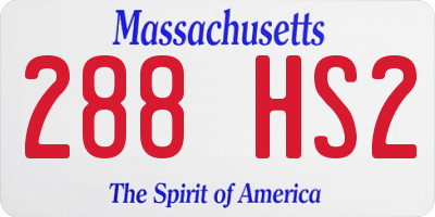 MA license plate 288HS2