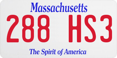 MA license plate 288HS3