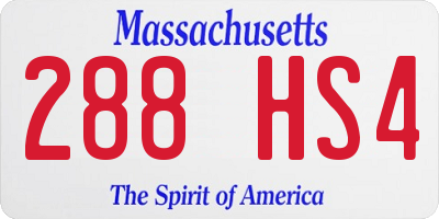 MA license plate 288HS4