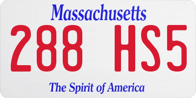 MA license plate 288HS5