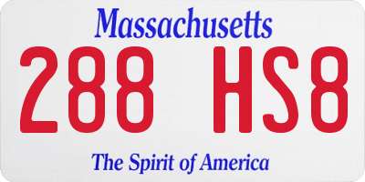 MA license plate 288HS8