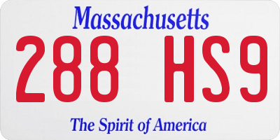 MA license plate 288HS9