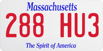 MA license plate 288HU3