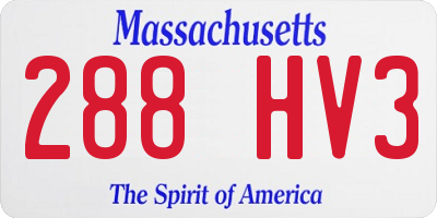 MA license plate 288HV3