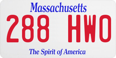 MA license plate 288HW0