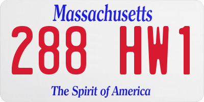 MA license plate 288HW1