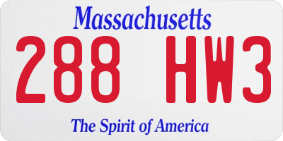 MA license plate 288HW3