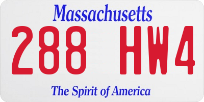 MA license plate 288HW4