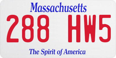 MA license plate 288HW5