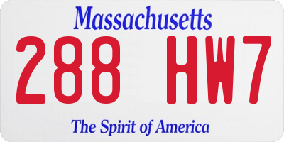 MA license plate 288HW7