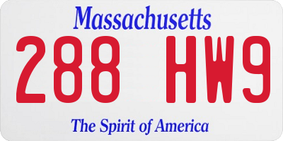 MA license plate 288HW9