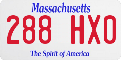 MA license plate 288HX0