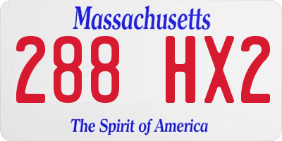 MA license plate 288HX2