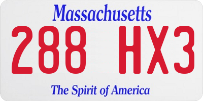 MA license plate 288HX3
