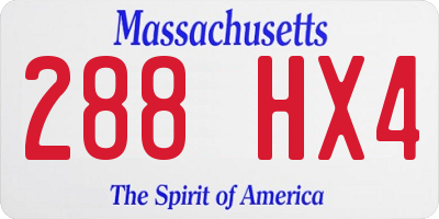 MA license plate 288HX4