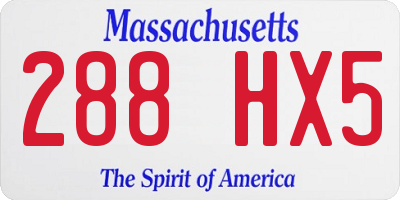 MA license plate 288HX5