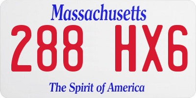 MA license plate 288HX6