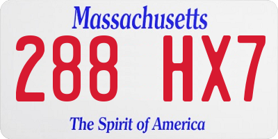 MA license plate 288HX7