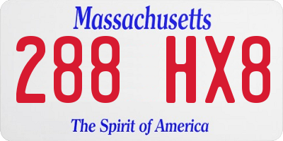 MA license plate 288HX8