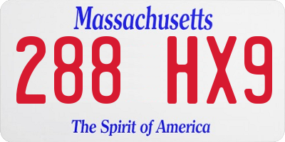MA license plate 288HX9