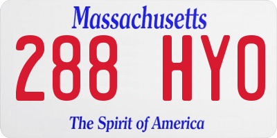 MA license plate 288HY0