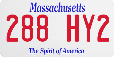 MA license plate 288HY2