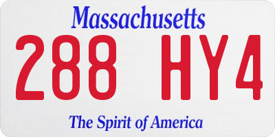 MA license plate 288HY4