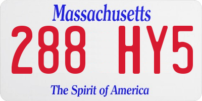 MA license plate 288HY5