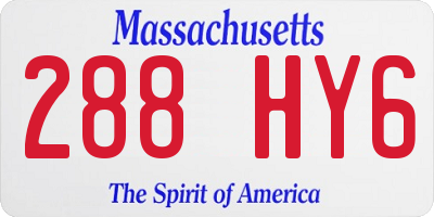 MA license plate 288HY6