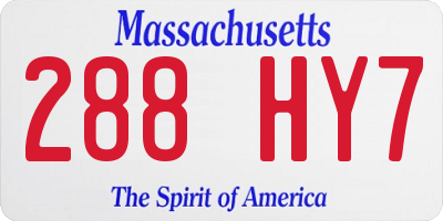 MA license plate 288HY7
