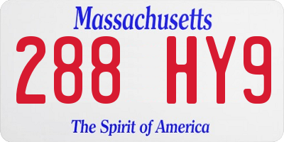 MA license plate 288HY9