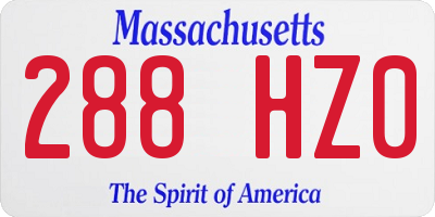 MA license plate 288HZ0