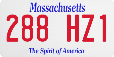 MA license plate 288HZ1