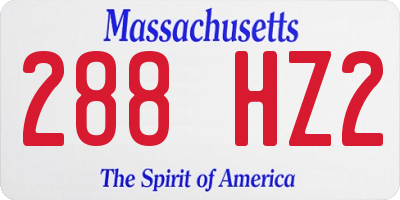 MA license plate 288HZ2