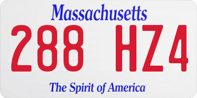 MA license plate 288HZ4