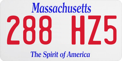 MA license plate 288HZ5