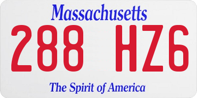 MA license plate 288HZ6
