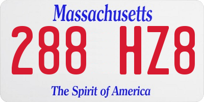 MA license plate 288HZ8
